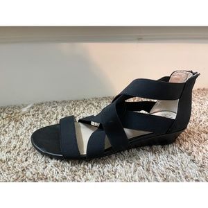 black straps wedge sandals